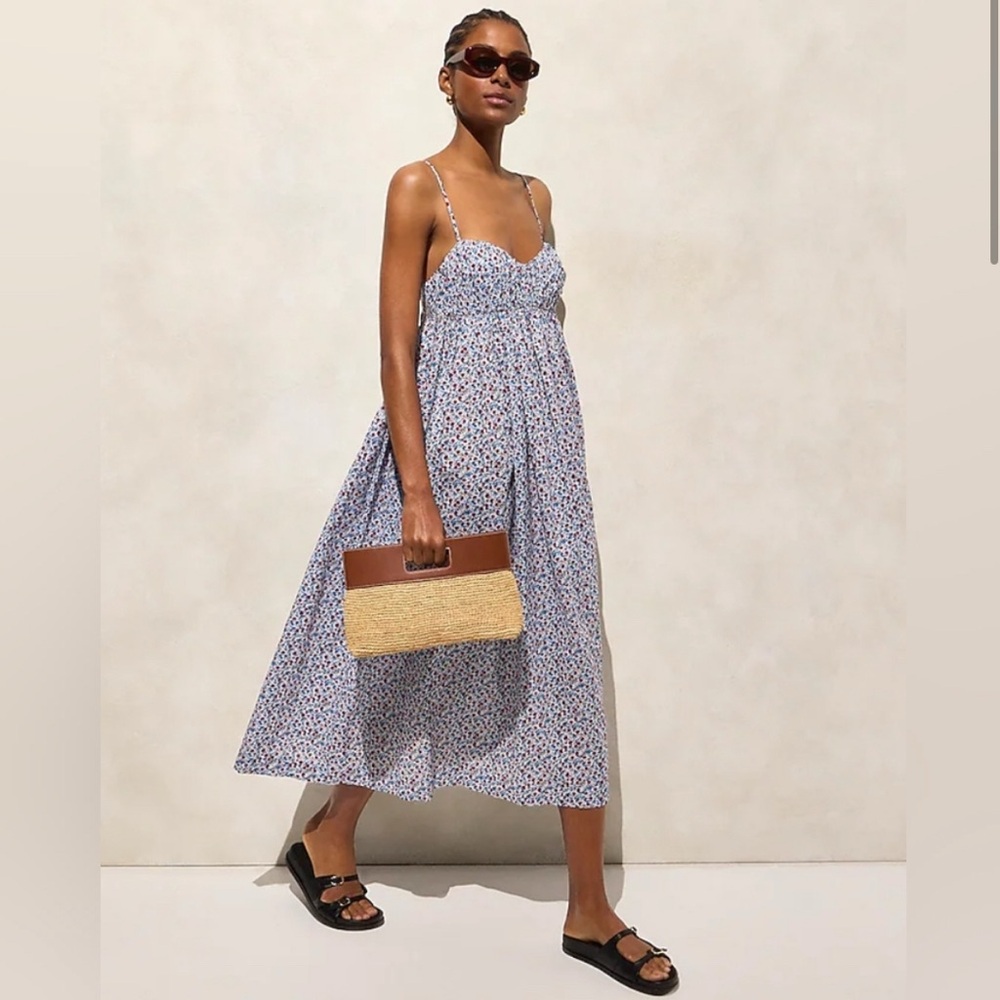J. Crew Blue Floral Midi Dress